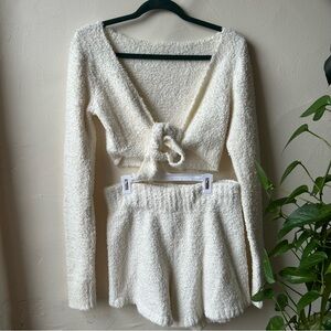 SKIMS Cream Knit Pajama Set